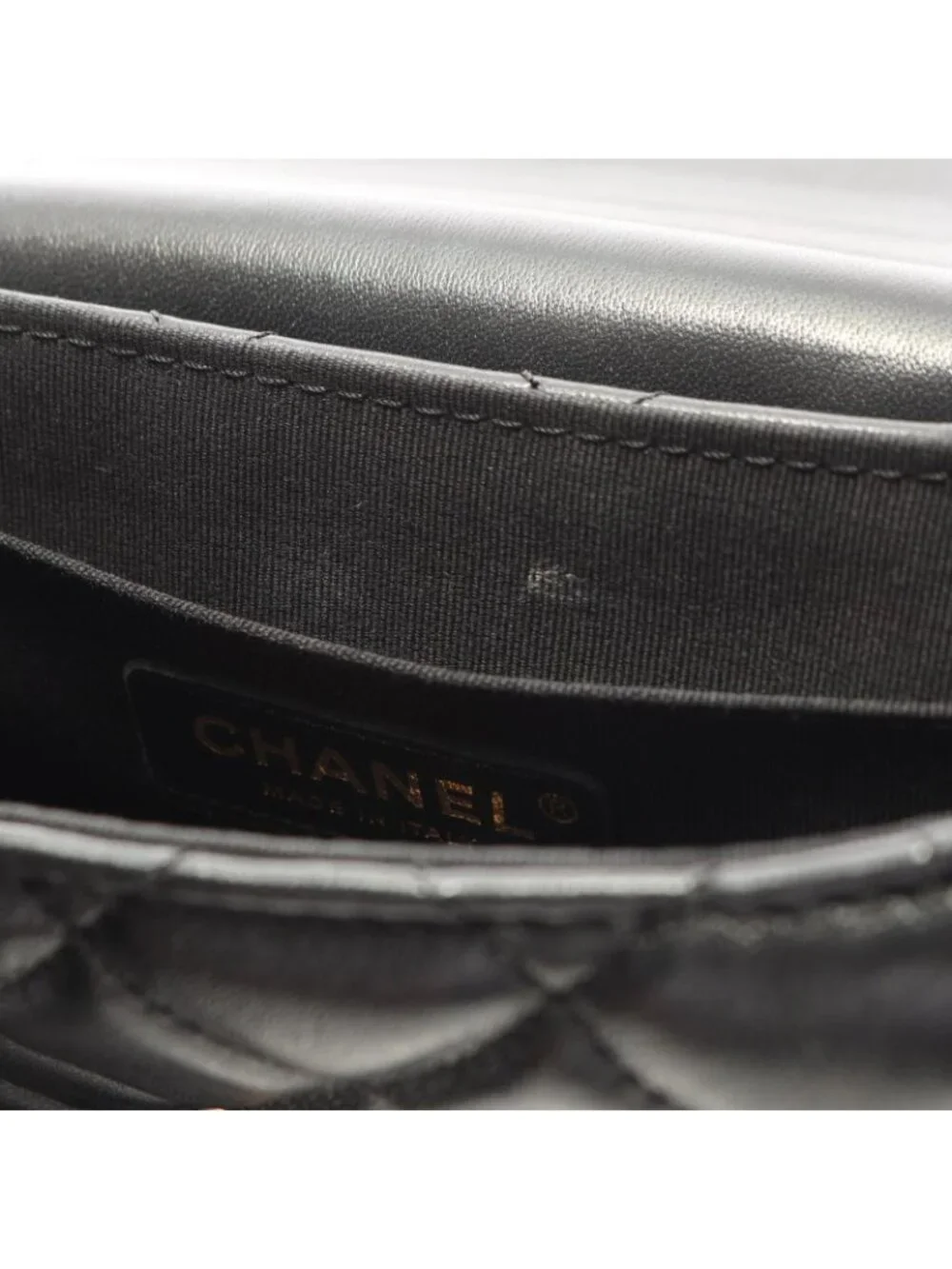 Chanel Shoulder Bag Quilted Top Handle 2-Way Black Lambskin Chain